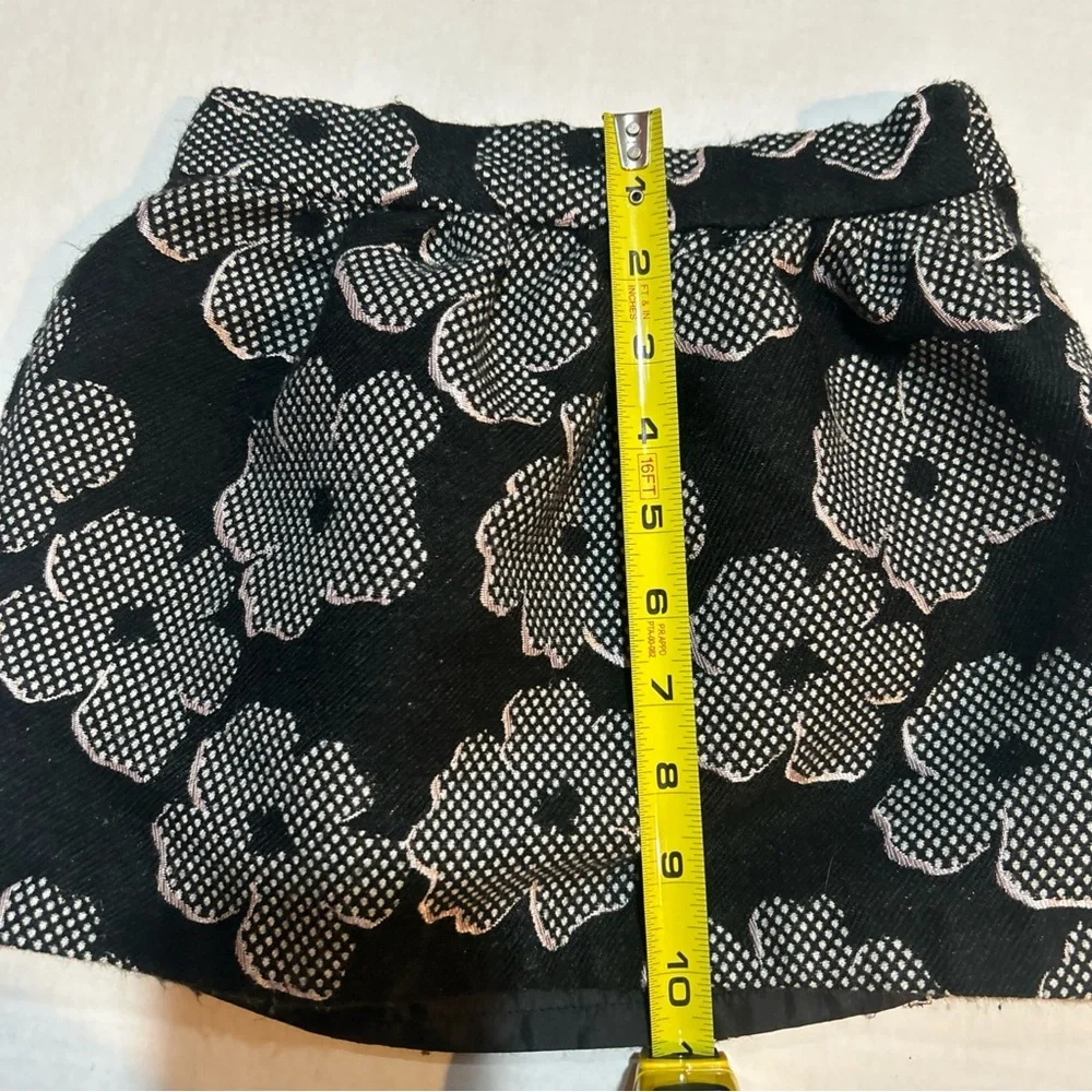 Janie And Jack Floral Black‎ And White Side Zip Skirt Size 4 Adjustable Waist
